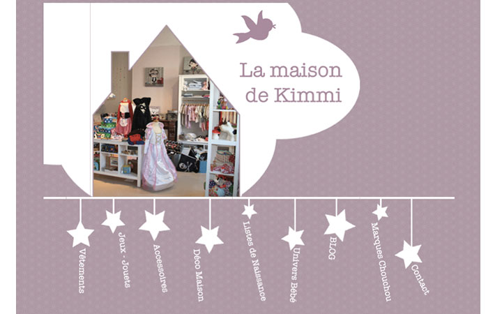 Conception et Réalisation site internet La maison de kimmi, boutique enfants, Latresne - 2013 - www.lamaisondekimmi.com